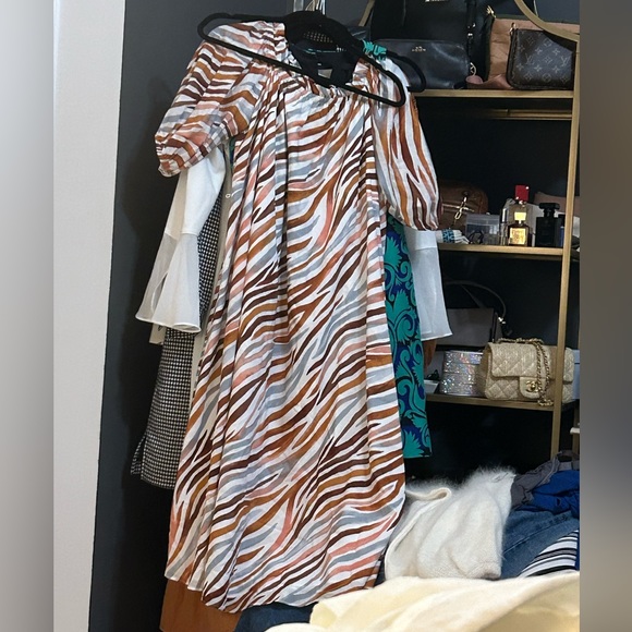 NWOT Ann Taylor Zebra Stripe Boat Neck Midi Dress OVERSIZED fits up to S/M - Picture 6 of 9